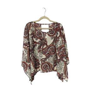 C’isa Women’s Multicolor Paisley Semi Sheer Poncho Cover Up Size OS